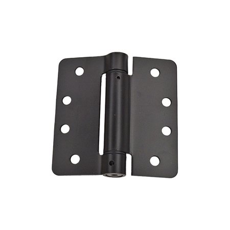 EMTEK Pair of 4 in x 4 in 1/4 in Radius UL Steel Spring Hinges Flat Black Finish 95024US19